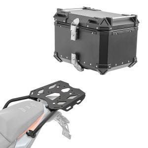 Sett aluminium toppkoffert + bagasjehylle egnet for KTM 390 Adventure 20-24 Bagtecs XB55 svart