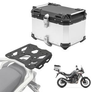 Set Aluminium Top Case + Rear Rack fits for Honda Transalp XL 750 23-24 Top Box Bagtecs XB55 silver DPL2