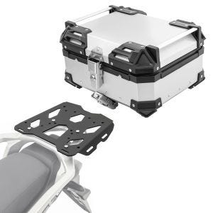 Sett aluminium toppkoffert + bagasjehylle egnet for Honda Transalp XL 750 23-24 Bagtecs XB22 sølv