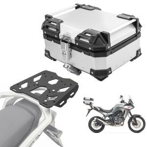 Set Aluminium Top Case + Rear Rack fits for Honda Transalp XL 750 23-24 Top Box Bagtecs XB22 silver DPL2