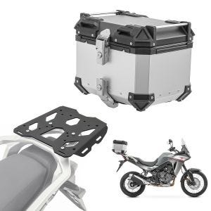 Set Aluminium Top Case + Rear Rack fits for Honda Transalp XL 750 23-24 Top Box Bagtecs XB35 silver DPL2