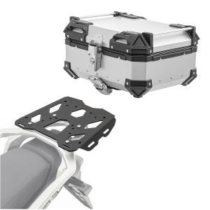 Set Aluminium Top Case + Rear Rack fits for Honda Transalp XL 750 23-24 Top Box Bagtecs XB28 silver