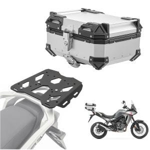 Set Aluminium Top Case + Rear Rack fits for Honda Transalp XL 750 23-24 Top Box Bagtecs XB28 silver DPL2