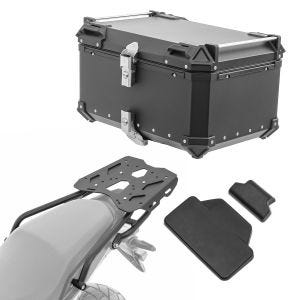 Sett aluminium toppkoffert + bagasjehylle egnet for Honda NX 500 2024 Bagtecs XB65 svart + ryggpolstring