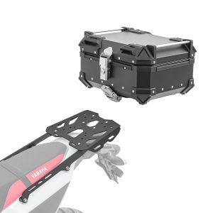 Sett aluminium toppkoffert + bagasjehylle egnet for Yamaha Tenere 700 19-24 Bagtecs XB22 svart