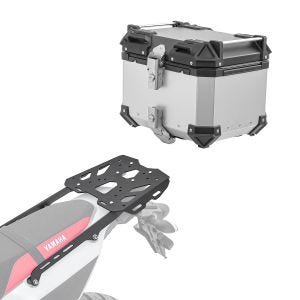 Set Aluminium Top Case + Rear Rack fits for Yamaha Tenere 700 19-24 Top Box Bagtecs XB35 silver