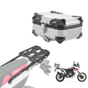 Set Aluminium Top Case + Rear Rack fits for Yamaha Tenere 700 19-24 Top Box Bagtecs XB28 silver DPL2