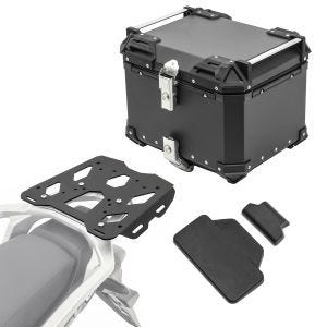 Set Alu Topcase + Gepäckbrücke passend für Honda Transalp XL 750 23-24 Bagtecs XB45 schwarz + Rückenpolster
