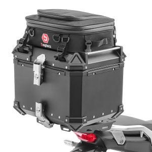 Set Alu Topcase + Gepäckbrücke passend für Honda Transalp XL 750 23-24 Bagtecs XB45 schwarz + Zusatztasche
