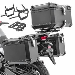 Set Alukoffer + Topcase + Träger passend für Honda Transalp XL 750 23-25 Aluminium Koffer Bagtecs XW38-XB65 schwarz