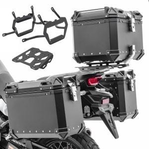 Set Alukoffer + Topcase + Träger passend für Honda Transalp XL 750 23-25 Aluminium Koffer Bagtecs XW38-XB45 schwarz