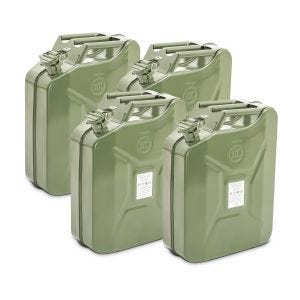 4x drivstoffbeholdere av metall 20 liters drivstoffbeholdere Bagtecs JC3 grønn