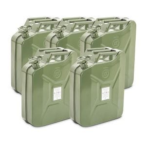 5x drivstoffbeholdere av metall 20 liters drivstoffbeholdere Bagtecs JC3 grønn