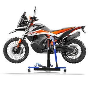 Manøvreringshjelp egnet for KTM 790 Adventure 19-21 blå - for garasje, sidestativ og hovedstativ, 300 kg