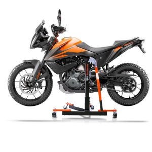 Manøvreringshjelp egnet for KTM 390 Adventure 20-24 oransje - for garasje, sidestativ og hovedstativ, 300 kg