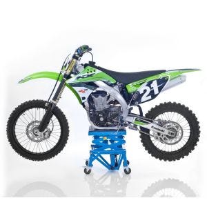 Enduro Motorcycle Jack ConStands Crosslift XL Motocross Scissor Jack med hjul i blått DPLB1