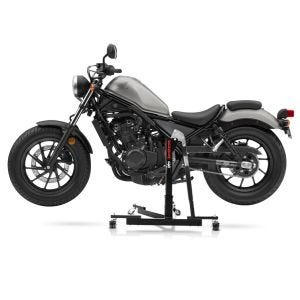 Manøvreringshjelp egnet for Honda Rebel 500 CMX 17-24 svart - for garasje, sidestativ og hovedstativ, 300 kg