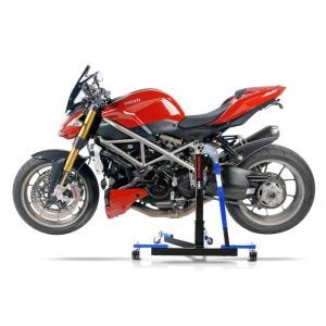 Manøvreringshjelp egnet for Ducati Streetfighter 848 11-15 blå - for garasje, sidestativ og hovedstativ, 300 kg