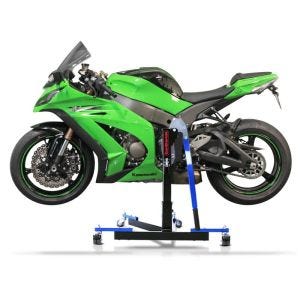 Manøvreringshjelp egnet for Kawasaki ZX-10R 11-15 blå - for garasje, sidestativ og hovedstativ, 300 kg
