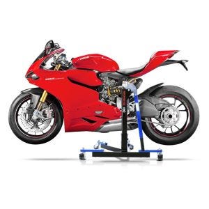 Manøvreringshjelp egnet for Ducati 1299 Panigale 15-17 blå - for garasje, sidestativ og hovedstativ, 300 kg