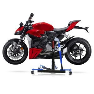 Manøvreringshjelp egnet for Ducati Streetfighter V2 22-24 blå - for garasje, sidestativ og hovedstativ, 300 kg