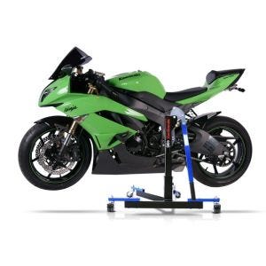 Manøvreringshjelp egnet for Kawasaki ZX-6R 09-20 blå - for garasje, sidestativ og hovedstativ, 300 kg