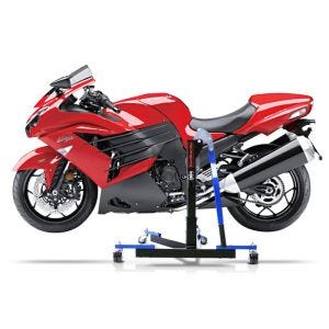 Manøvreringshjelp egnet for Kawasaki ZZR 1400 06-19 blå - for garasje, sidestativ og hovedstativ, 300 kg