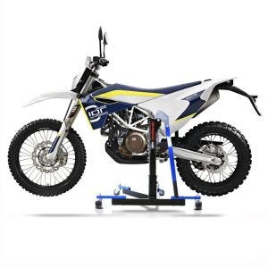 Manøvreringshjelp egnet for Husqvarna 701 Enduro 16-24 blå - for garasje, sidestativ og hovedstativ, 300 kg