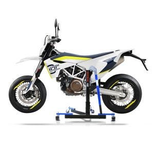 Manøvreringshjelp egnet for Husqvarna 701 Supermoto 15-24 blå - for garasje, sidestativ og hovedstativ, 300 kg