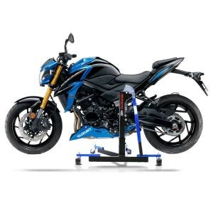 Manøvreringshjelp egnet for Suzuki GSX-S 750 17-21 blå - for garasje, sidestativ og hovedstativ, 300 kg