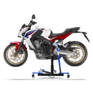 Manøvreringshjelp egnet for Honda CB 650 F 14-18 blå - for garasje, sidestativ og hovedstativ, 300 kg