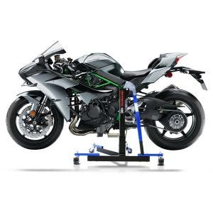 Manøvreringshjelp egnet for Kawasaki Ninja H2 / Carbon / H2R 15-20 blå - for garasje, sidestativ og hovedstativ, 300 kg
