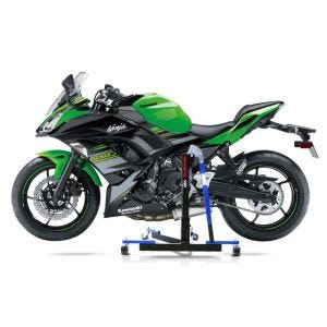 Manøvreringshjelp egnet for Kawasaki Ninja 650 17-24 blå - for garasje, sidestativ og hovedstativ, 300 kg
