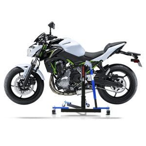 Manøvreringshjelp egnet for Kawasaki Z 650 17-24 blå - for garasje, sidestativ og hovedstativ, 300 kg