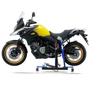 Manøvreringshjelp egnet for Suzuki V-Strom 650 / XT 04-24 blå - for garasje, sidestativ og hovedstativ, 300 kg
