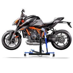 Manøvreringshjelp egnet for KTM 1290 Super Duke R 20-23 blå - for garasje, sidestativ og hovedstativ, 300 kg
