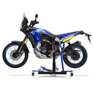 Manøvreringshjelp egnet for Yamaha Tenere 700 World Raid 22-24 blå - for garasje, sidestativ og hovedstativ, 300 kg