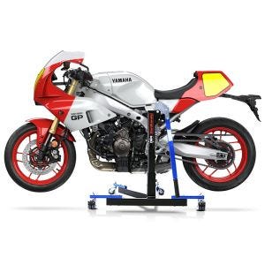 Manøvreringshjelp egnet for Yamaha XSR 900 GP 2024 blå - for garasje, sidestativ og hovedstativ, 300 kg