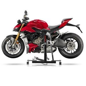 Manøvreringshjelp egnet for Ducati Streetfighter V4 / S 20-24 grå - for garasje, sidestativ og hovedstativ, 300 kg