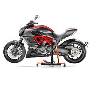 Manøvreringshjelp egnet for Ducati Diavel 11-18 oransje - for garasje, sidestativ og hovedstativ, 300 kg