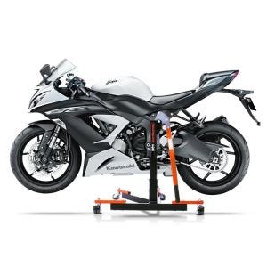 Manøvreringshjelp egnet for Kawasaki ZX-6R 636 13-16 oransje - for garasje, sidestativ og hovedstativ, 300 kg