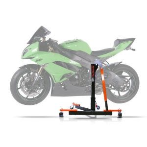 Sentralstativ egnet for Kawasaki ZX-6R 09-20 oransje motorsykkeljekk ConStands Power-Evo