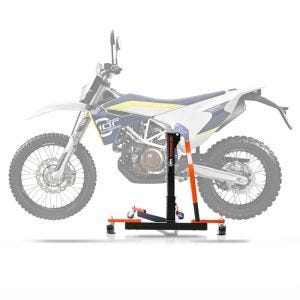 Sentralstativ egnet for Husqvarna 701 Enduro 16-24 oransje motorsykkeljekk ConStands Power-Evo