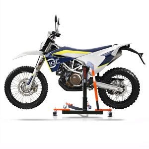 Manøvreringshjelp egnet for Husqvarna 701 Enduro 16-24 oransje - for garasje, sidestativ og hovedstativ, 300 kg