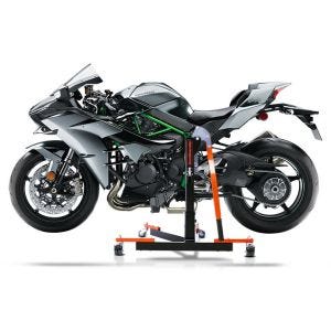 Manøvreringshjelp egnet for Kawasaki Ninja H2 / Carbon / H2R 15-20 orange - for garasje, sidestativ og hovedstativ, 300 kg