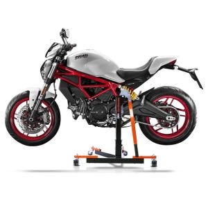 Manøvreringshjelp egnet for Ducati Monster 797 17-20 orange - for garasje, sidestativ og hovedstativ, 300 kg