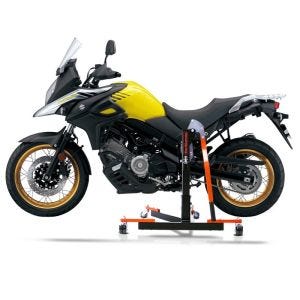 Manøvreringshjelp egnet for Suzuki V-Strom 650 / XT 04-24 orange - for garasje, sidestativ og hovedstativ, 300 kg