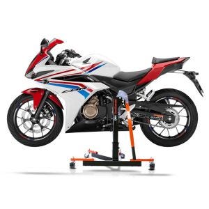 Manøvreringshjelp egnet for Honda CBR 500 R 16-18 oransje - for garasje, sidestativ og hovedstativ, 300 kg
