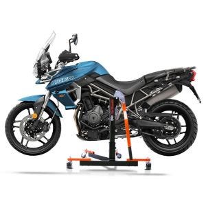 Manøvreringshjelp egnet for Triumph Tiger 800 XR 15-19 oransje - for garasje, sidestativ og hovedstativ, 300 kg