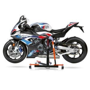 Manøvreringshjelp egnet for BMW M 1000 RR 21-24 oransje - for garasje, sidestativ og hovedstativ, 300 kg